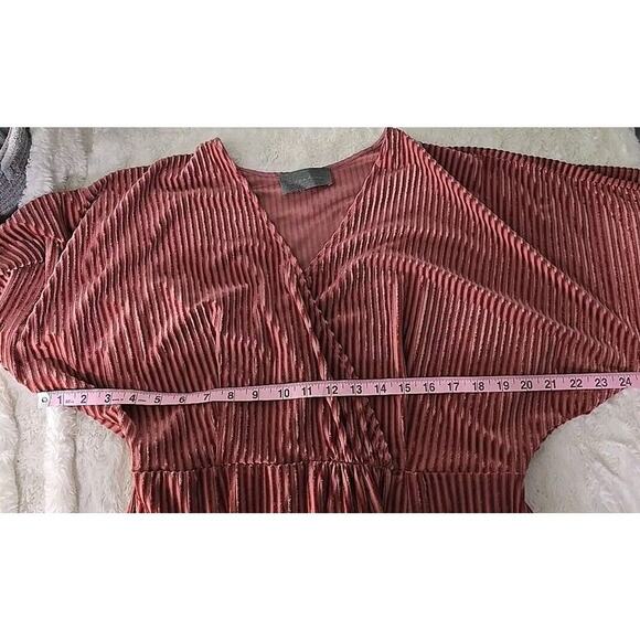 Sunday in Brooklyn Anthro Pink Rose Plisse Velvet Romantic Feminine Dress Medium - Picture 11 of 13